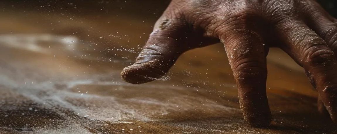 how to sand cabinets, Hand brushing sanding dust from cabinet surface after fine grit sanding for ultra-smooth finish