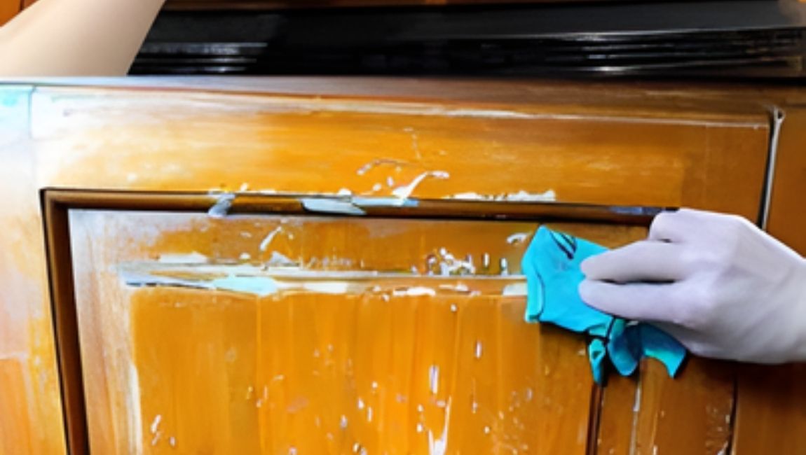 Preparing Cabinets for Painting. Cabinet painting beginners cleaning and degreasing cabinet doors before sanding or priming
