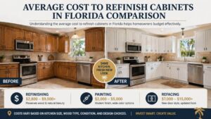 Average cost to refinish cabinets in Florida kitchen transformation