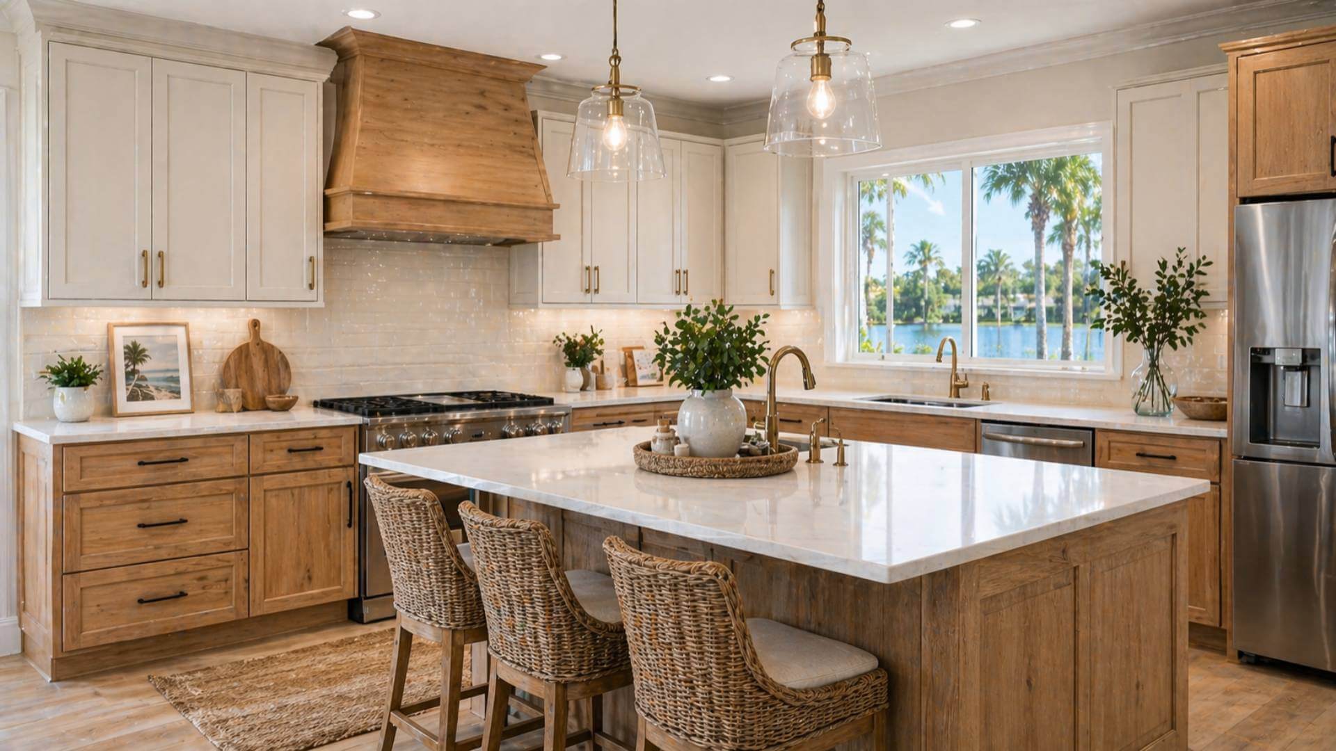 Two tone cabinet ideas Florida wood and painted combination kitchen