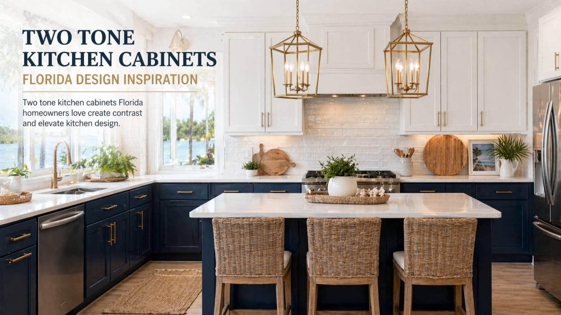 Two tone kitchen cabinets Florida modern coastal kitchen design